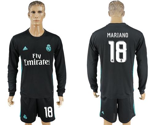 Real Madrid #18 Mariano Away Long Sleeves Soccer Club Jersey - Click Image to Close